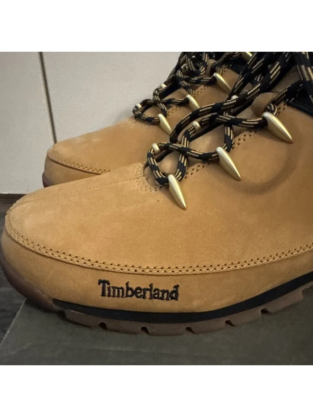 Timberland Euro Sprint Mid Hiker Boots Mens Size 13 Wheat Black EUC Box
